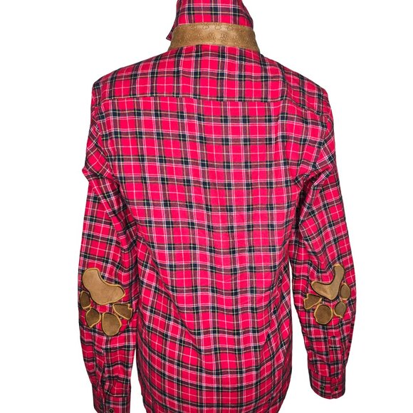Flannel Shirt with Elbow Patch Pawprint - Picture 10 of 12